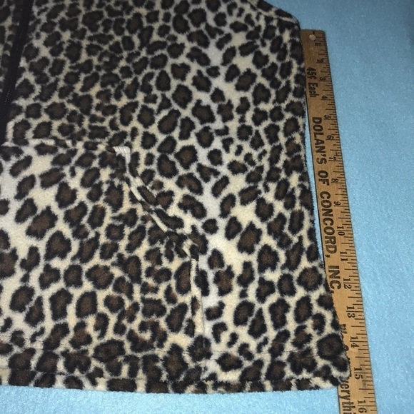 𝅺LA FETE Cheetah print vintage vest mandarin collar pouch pockets NEW size L - Picture 9 of 10